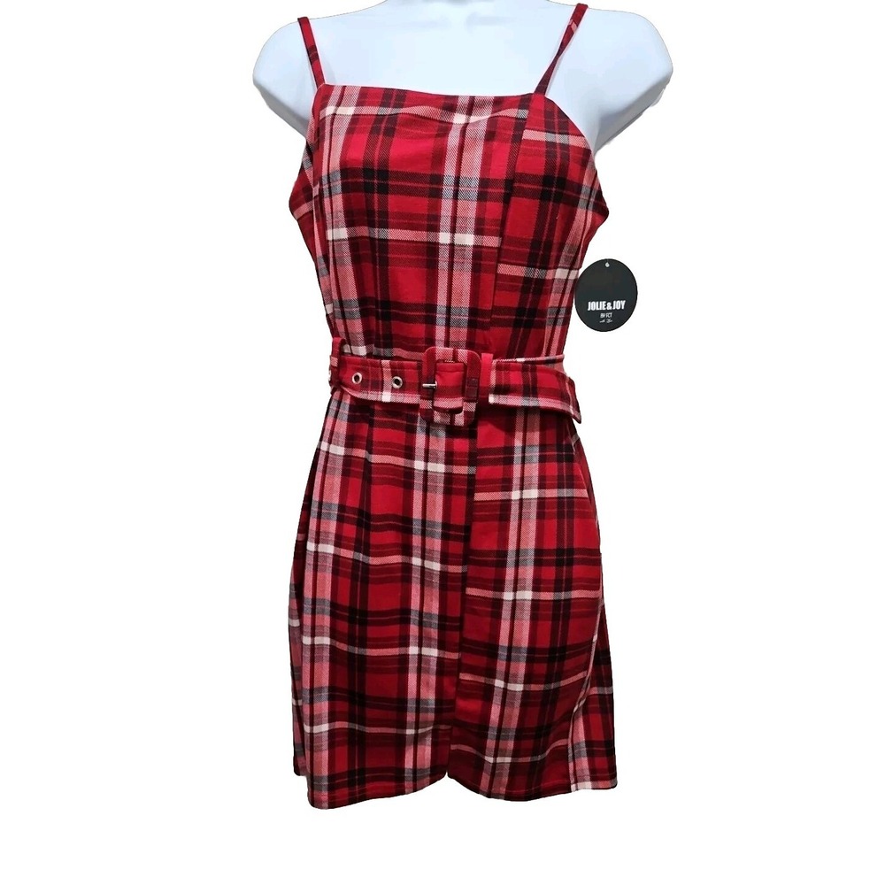 Jolie & Joy Red Plaid Dress Women's Juniors Size Small New Tags